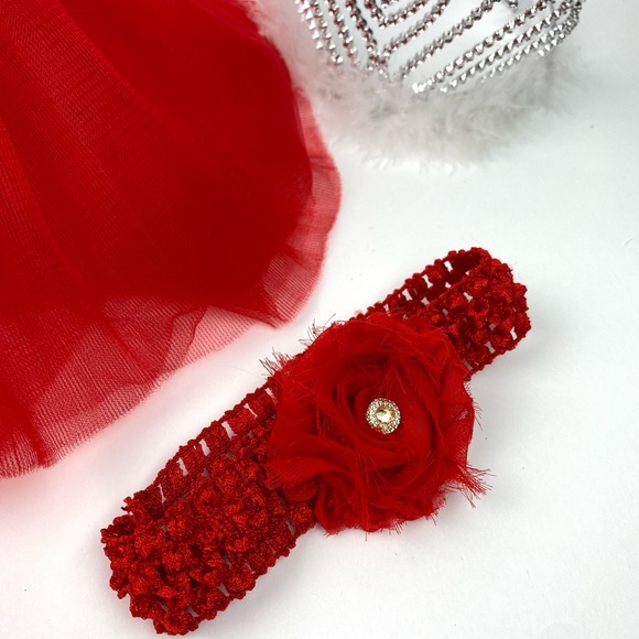 Baby Red Tutu with headband and tiara crown dress up costume Valentine’s Day - Picture 6 of 17